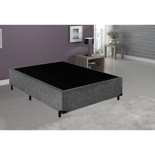 Cama Box Casal Suede Cinza - Bello Box 30...