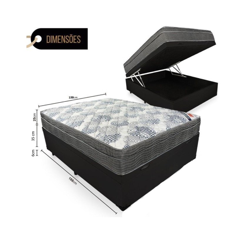 Cama Box Baú Casal 138 Tecido Sintético B...