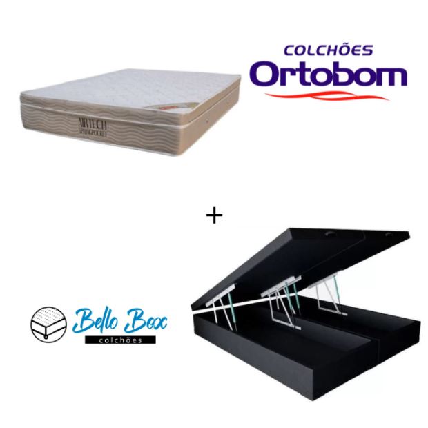 Cama Box Baú Queen 158 Bipartido Sintétic...