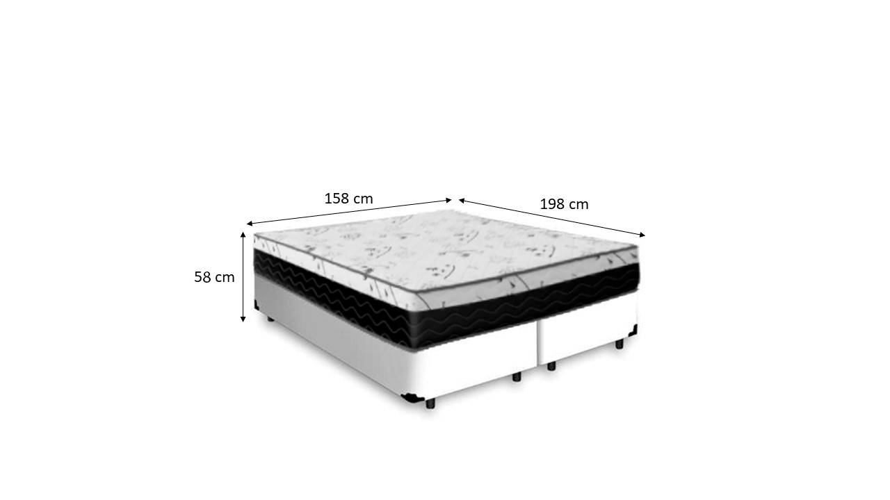 Cama Box Queen 158 Sintético Branco com C...