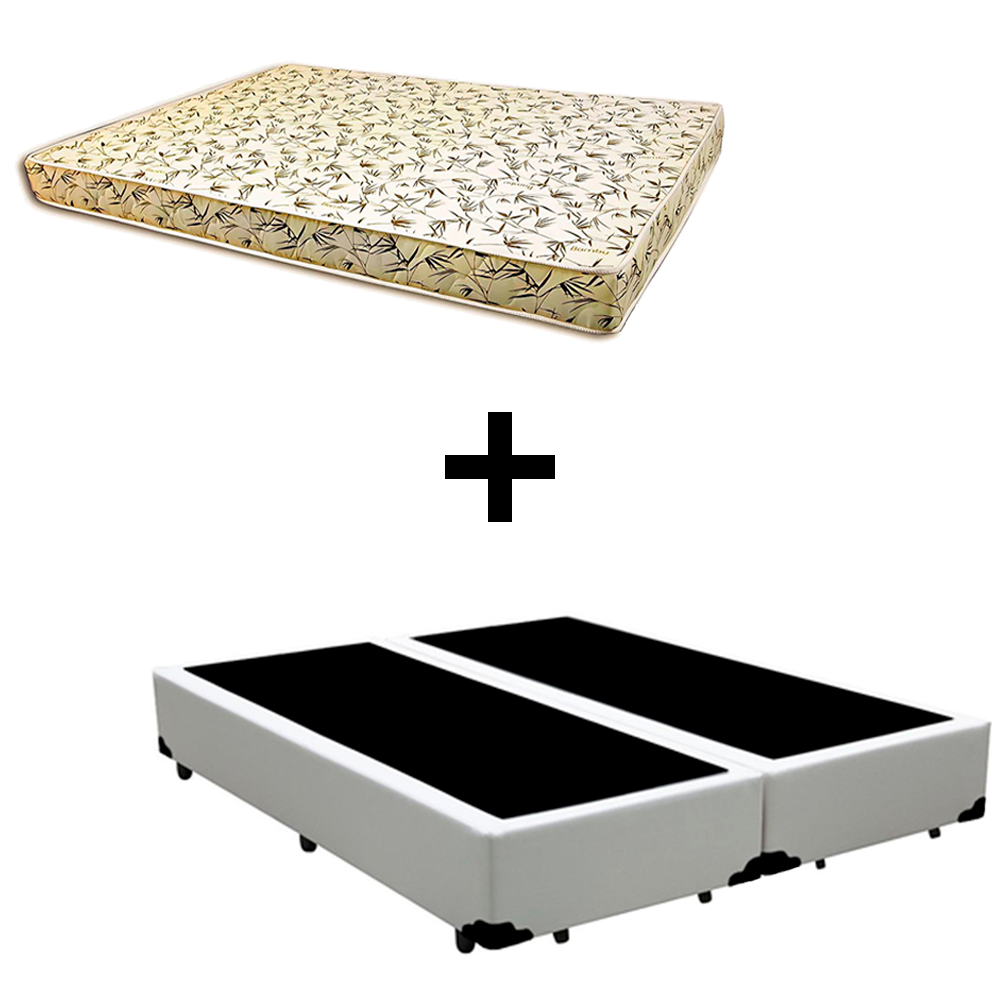 Cama Box Queen - Tecido Sintético Branco ...