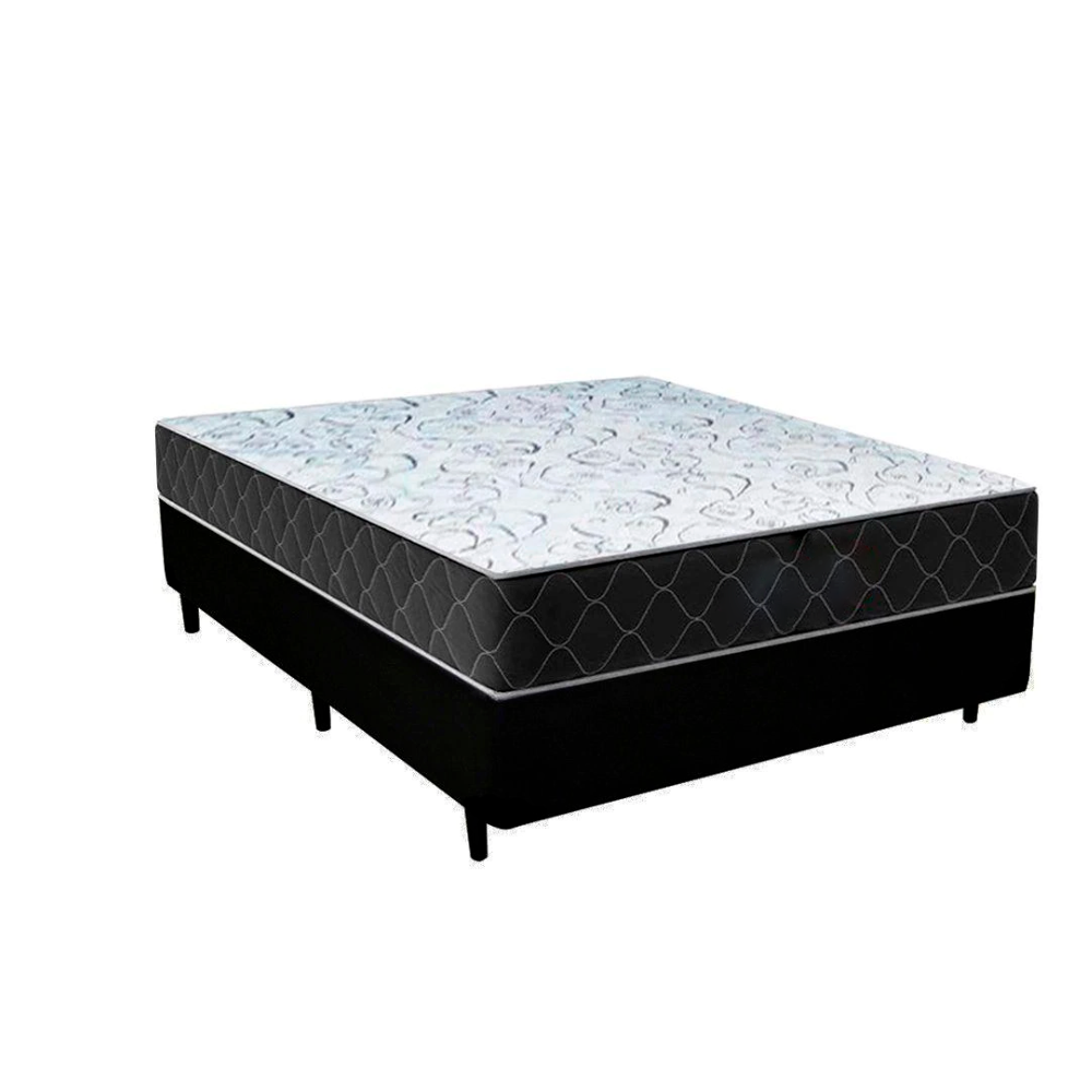 Cama Box Casal Sintético Preto + Colchão ...