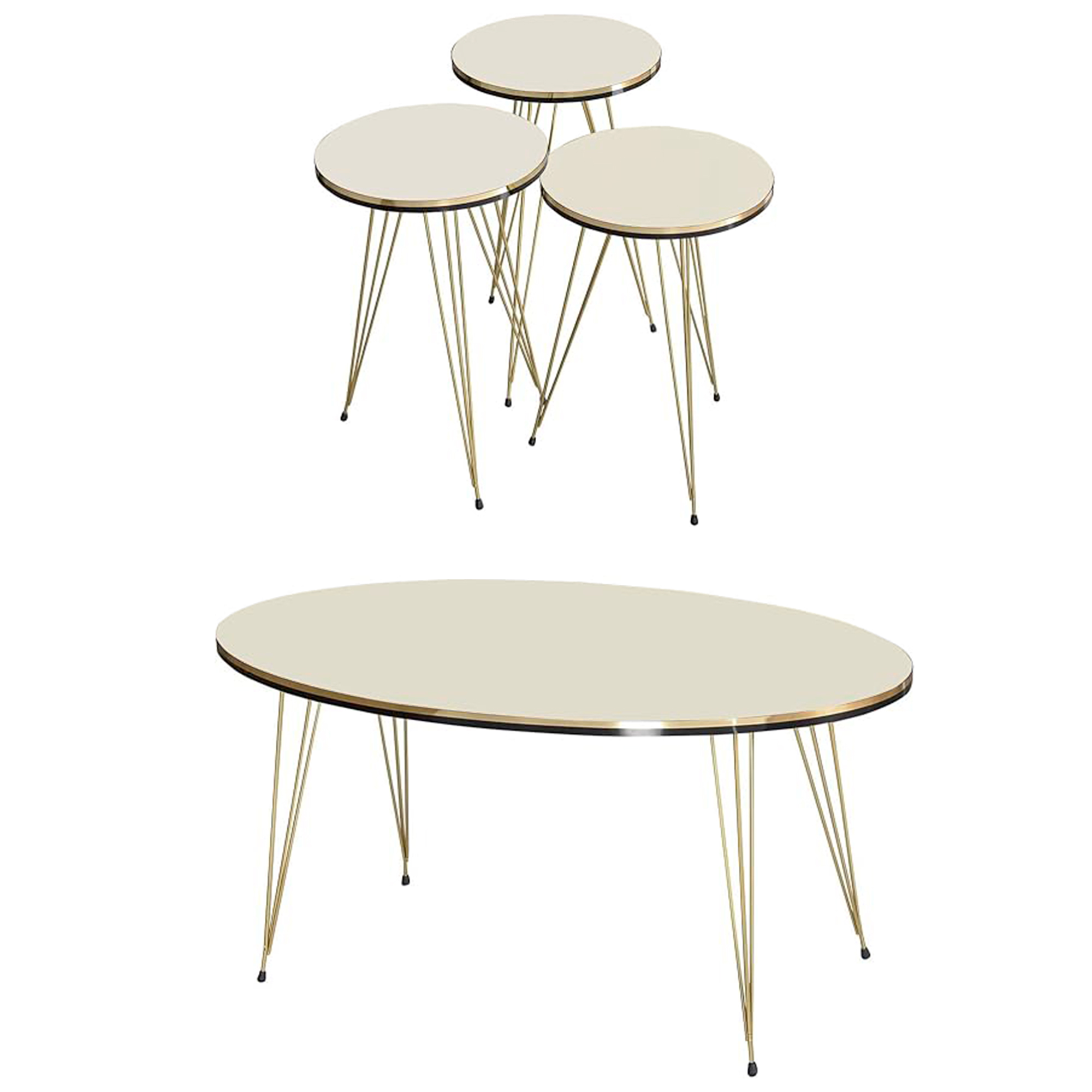 Conjunto de Mesa de Centro 4 Peças - Bege...