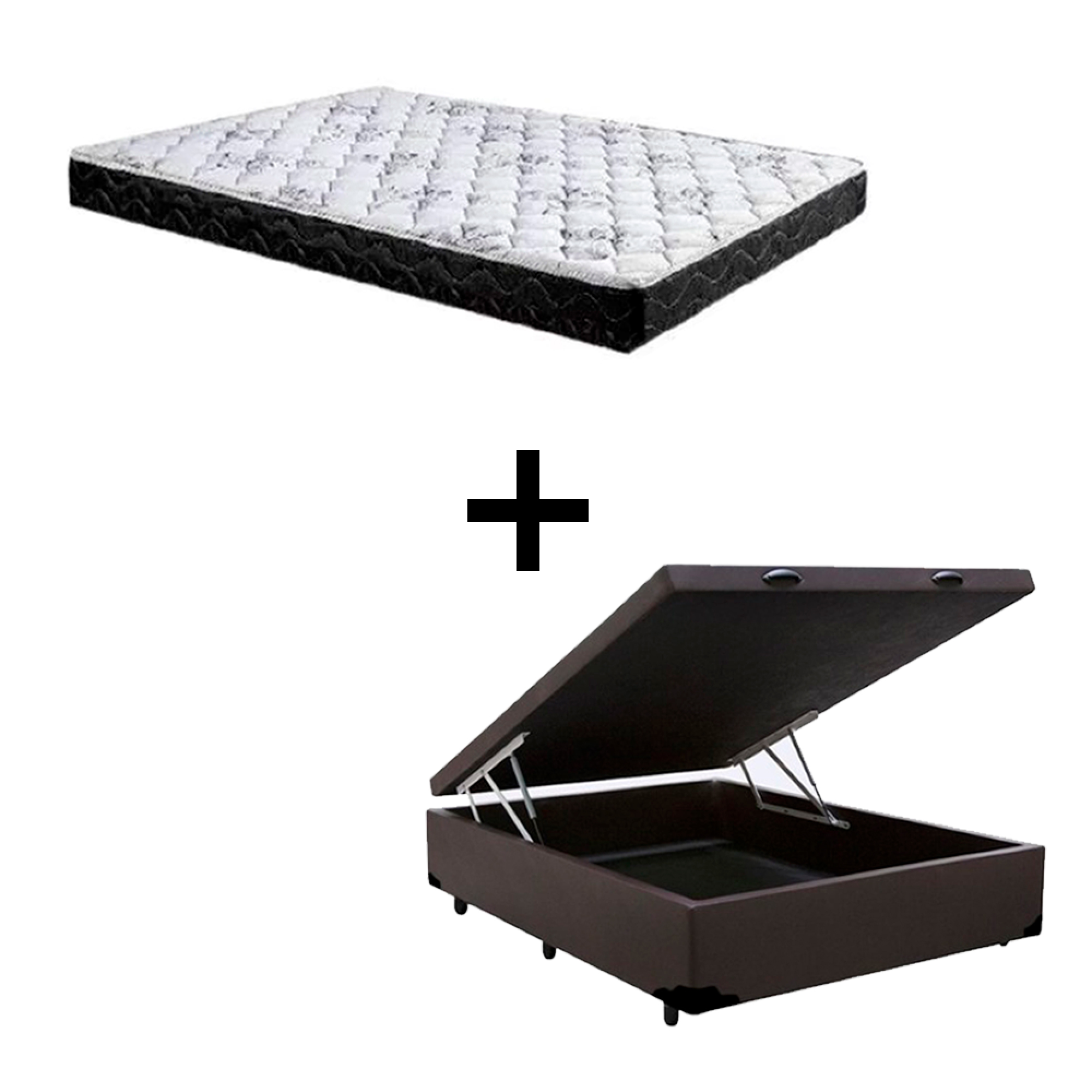 Cama Box Baú Casal 138 Sintético Marrom c...