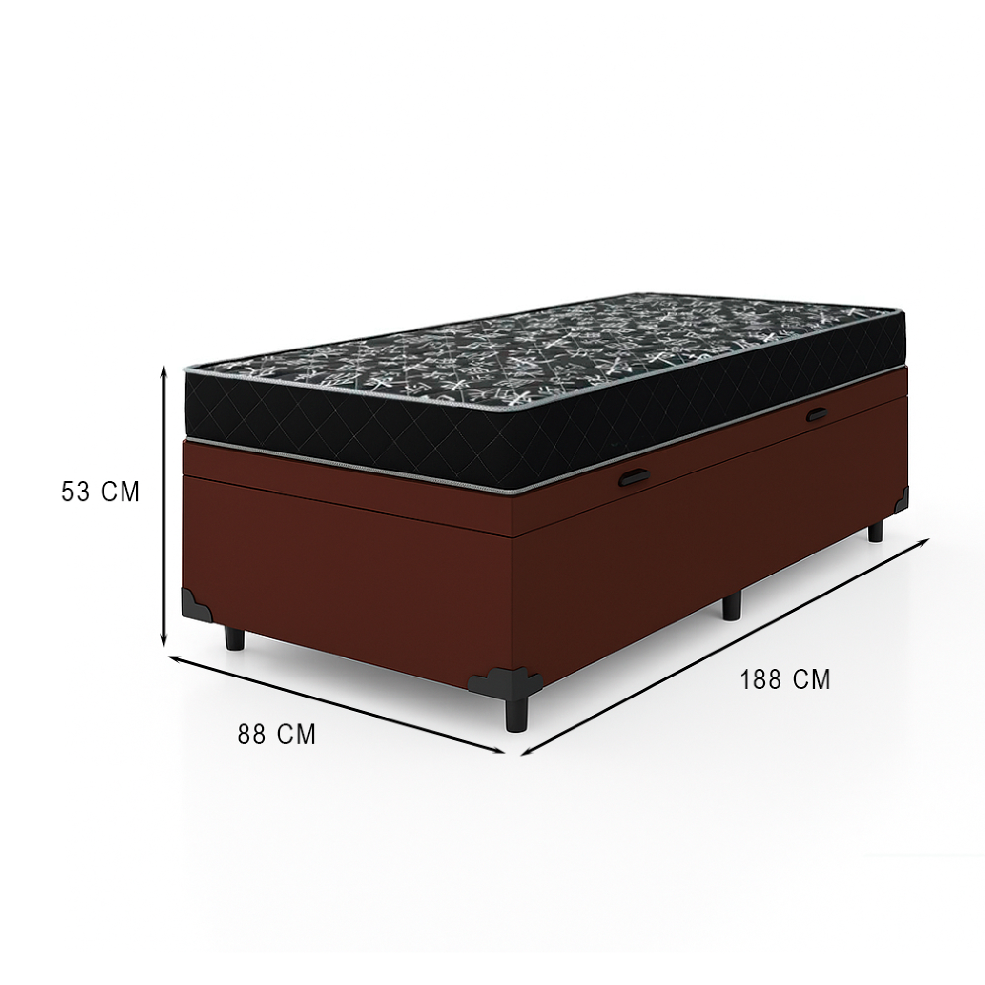 Cama Box Baú Solteiro 88 Sintético Marrom...