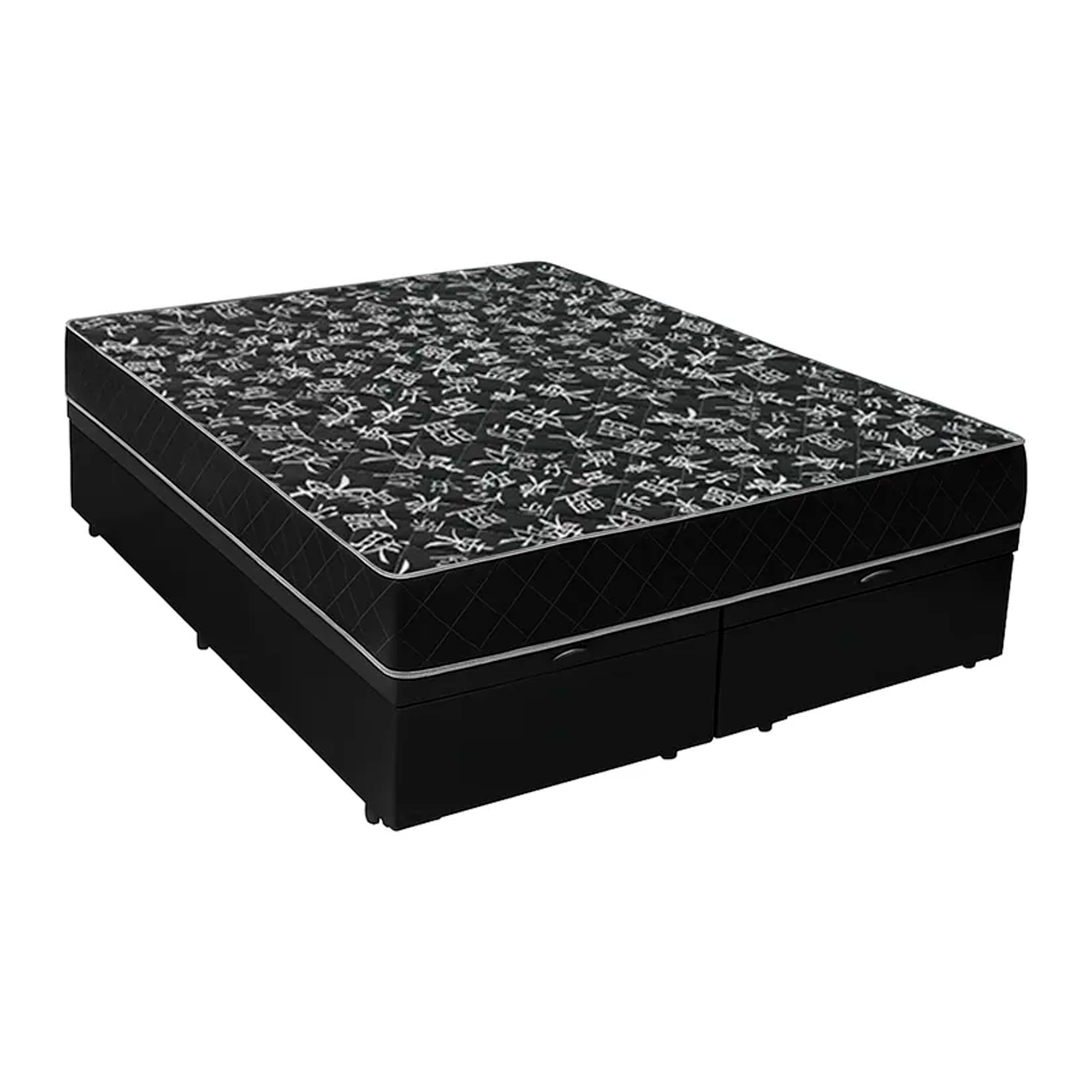 Cama Baú Queen 158 Tecido Sintético Preto...