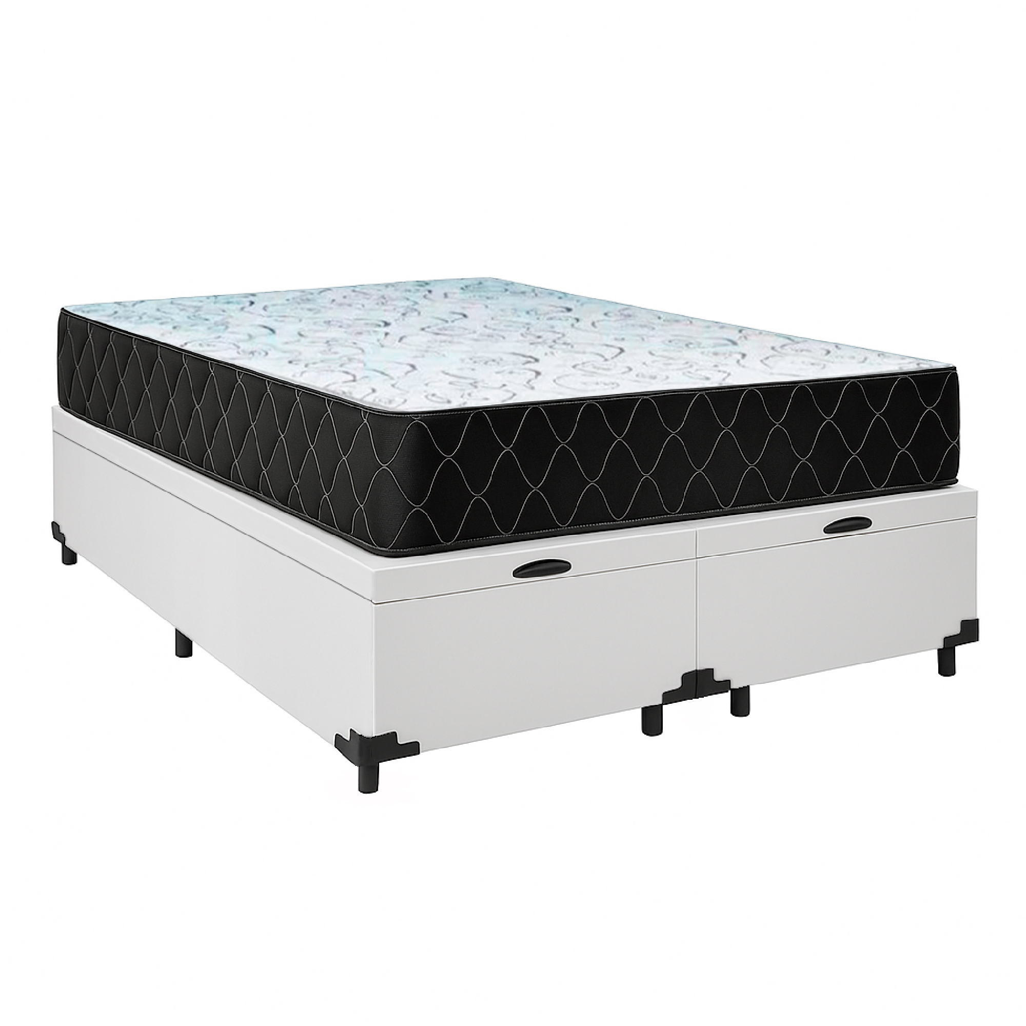 Cama Baú Casal 138 Bipartido Tecido Sinté...