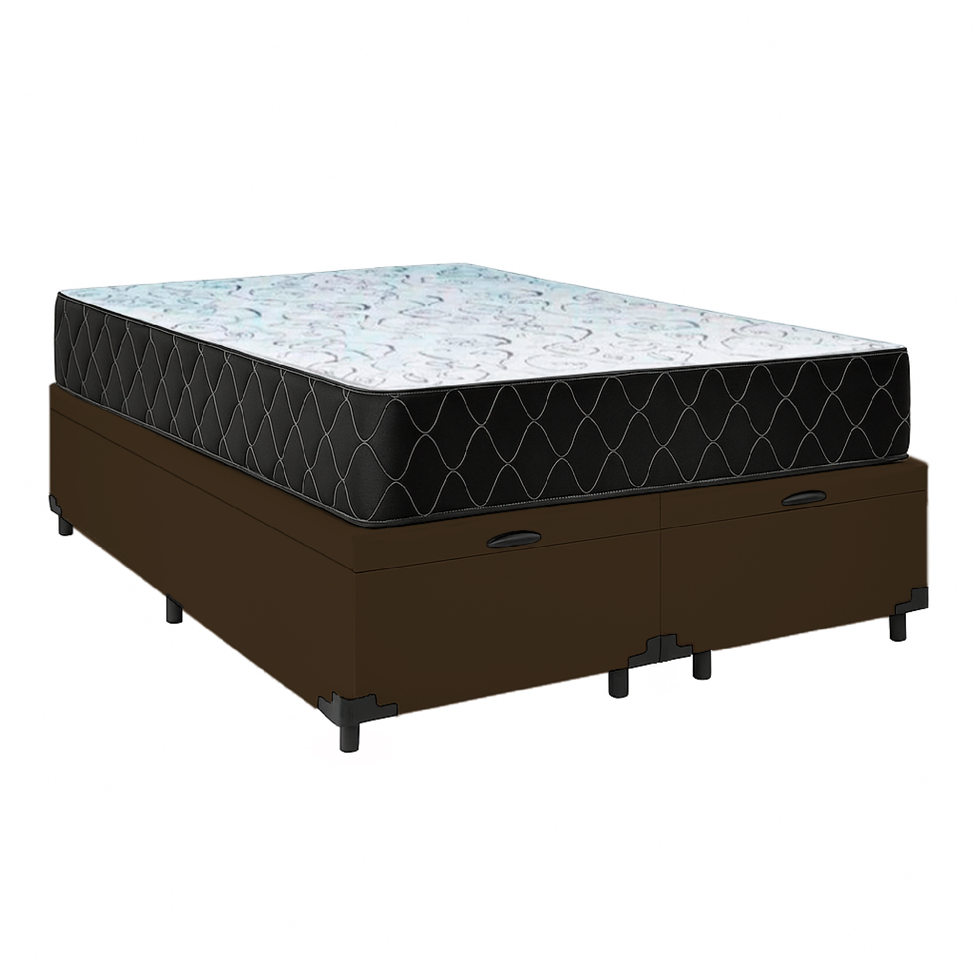 Cama Baú King 193 Tecido Sintético Marrom...