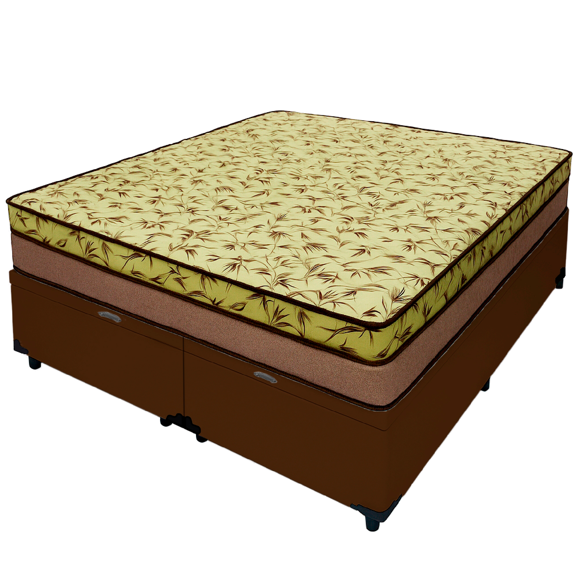 Cama Baú King 193 Tecido Sintético Marrom...
