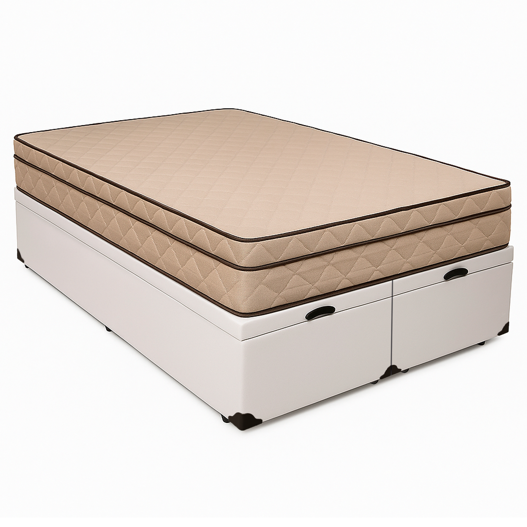 Cama Baú Queen 158 Tecido Sintético Branc...