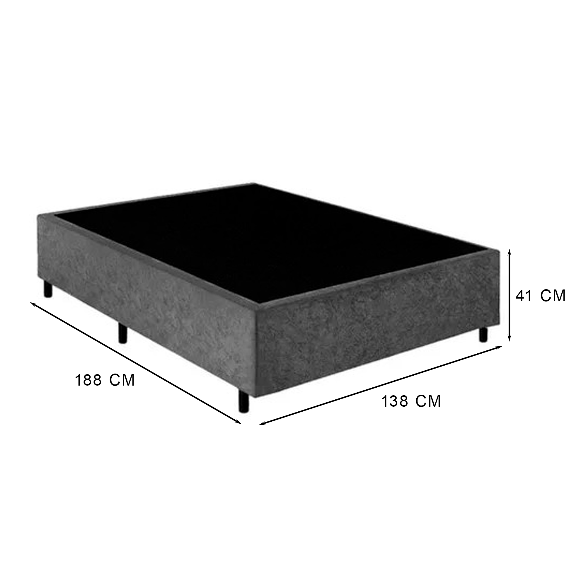 Cama Box Casal 138 Suede Cinza Com Colchã...