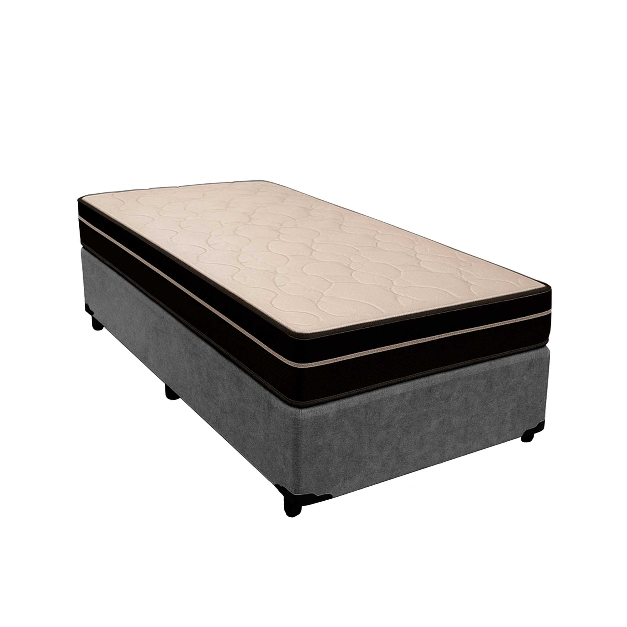 Cama Box Solteiro 88 - Suede Cinza com Co...