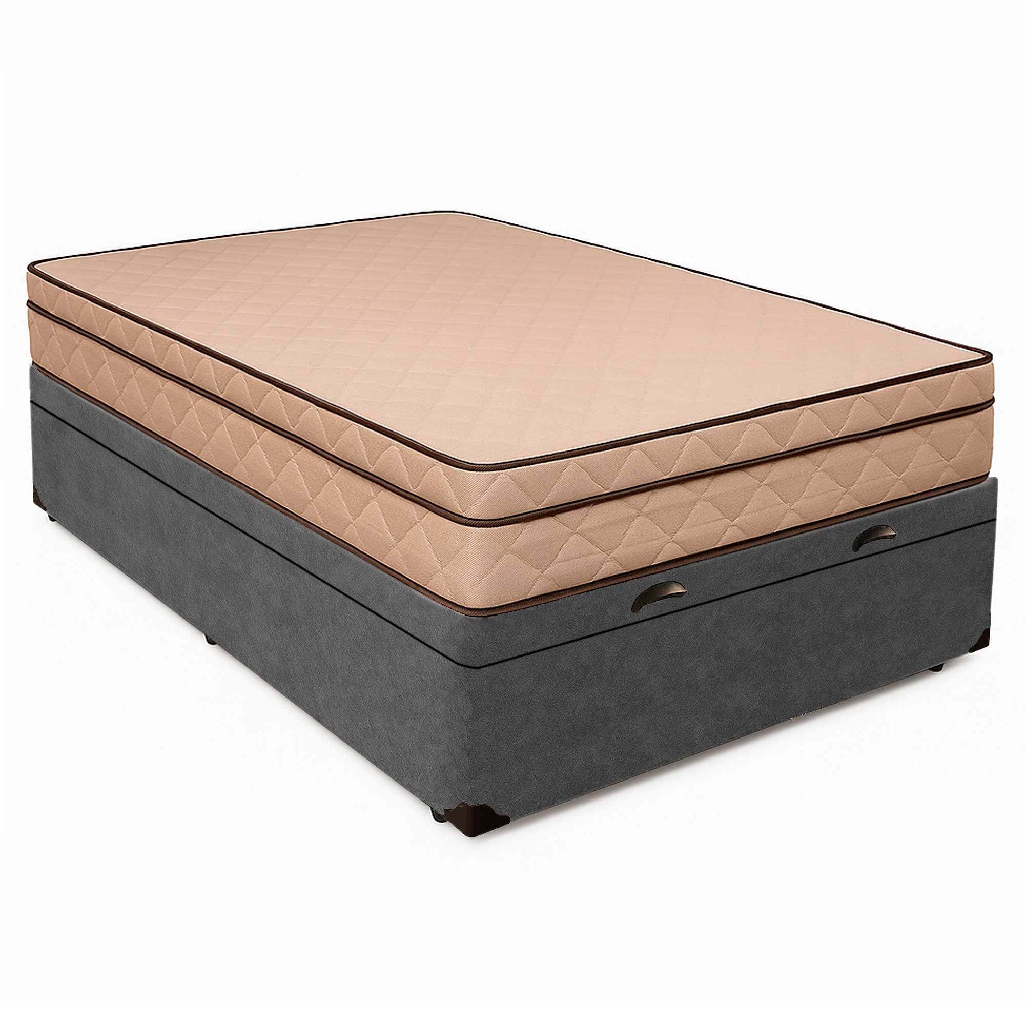 Cama Box Baú Casal 138 Suede Cinza Com Co...