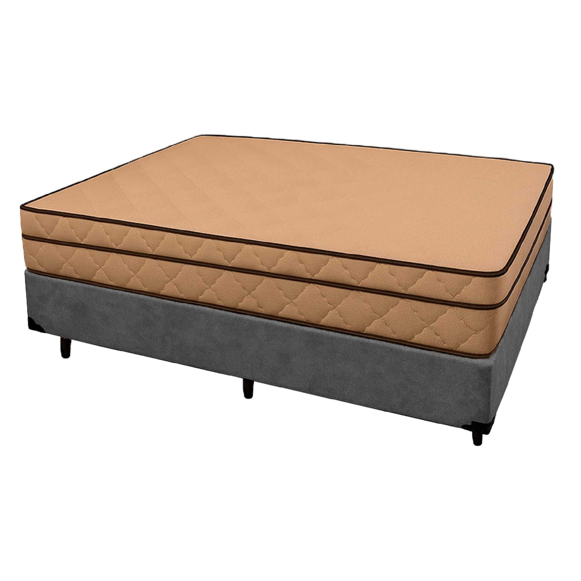 Cama Box Casal 138 Suede Cinza Com Colchã...