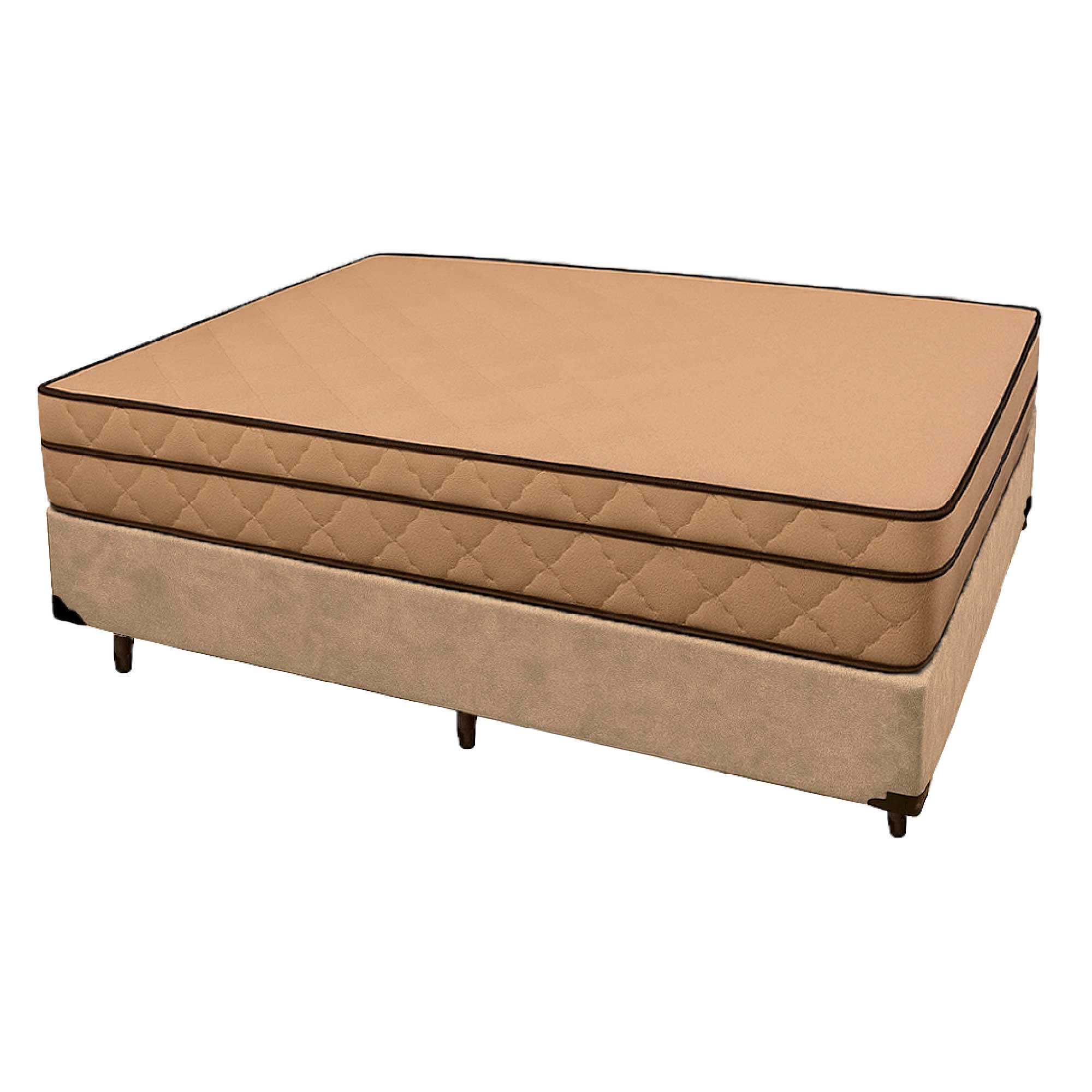 Cama Box Casal 138 Suede Bege Com Colchão...